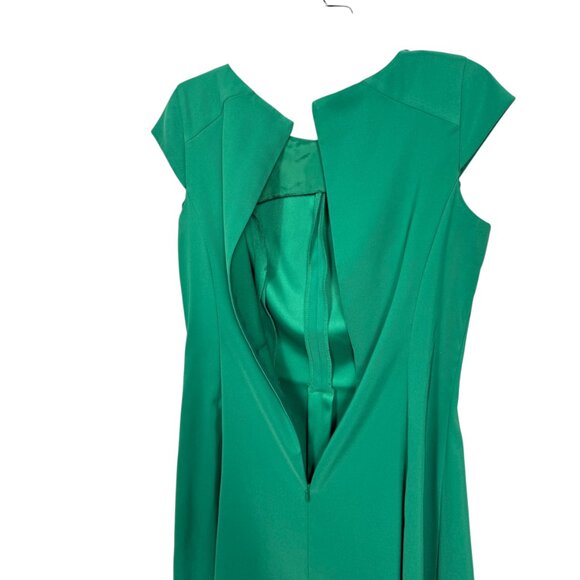 Dressbarn Skater Dress Womens 8 Emerald Green Pleated Career Cap Sleeve Dressy - Picture 6 of 7